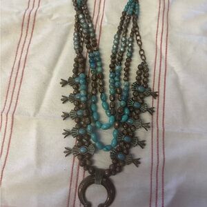Turquoise and Bronze Beaded Necklace